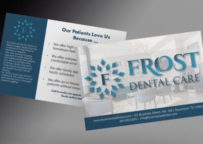 Double-sided post card for frost dental